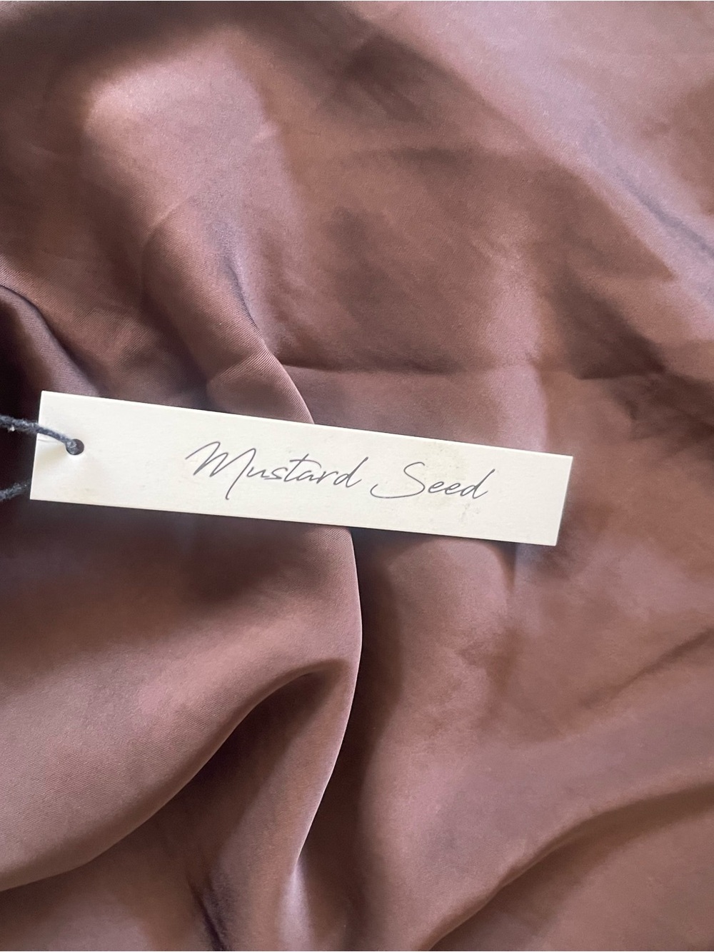 Brown Satin Maxi Dress with Belt - Picture 7 of 10